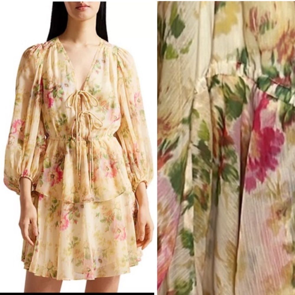 NWT Ted Baker Tamziiy V Neck Tie Front Mini Dress Ted Size 4/ US 12
